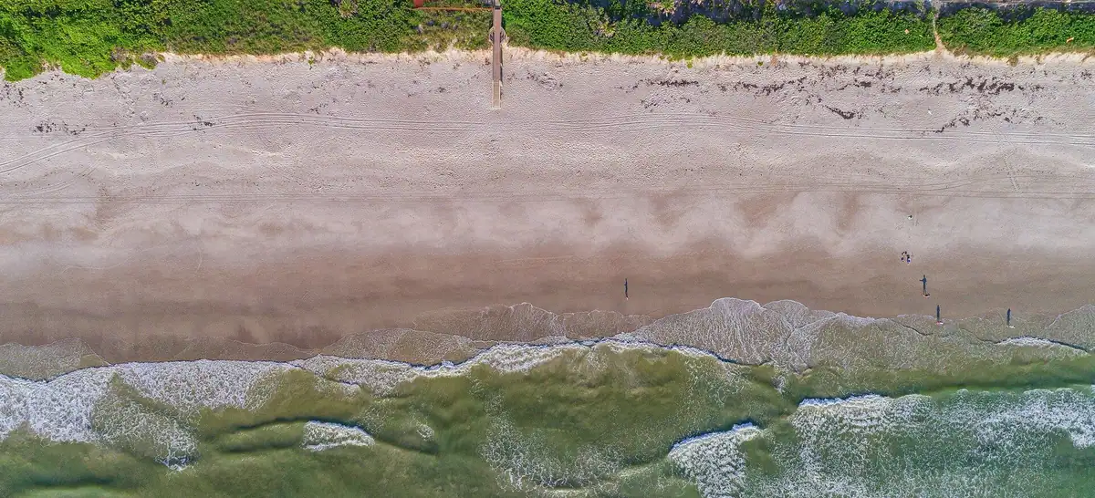 Dune, beach and surf at Satellite Beach, Florida, seen from the air